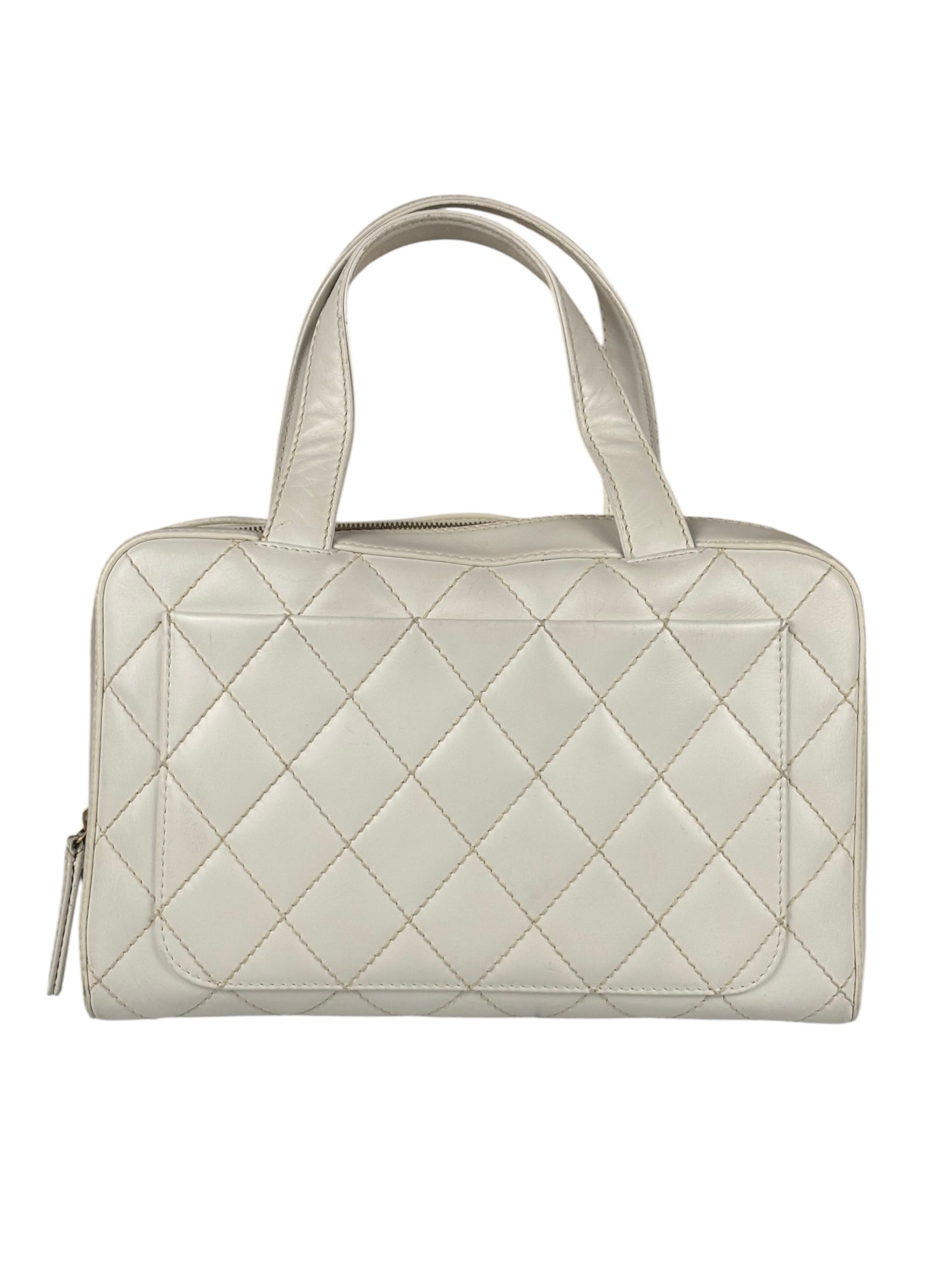Chanel White CC Lambskin Wild Stitch Handbag 2003