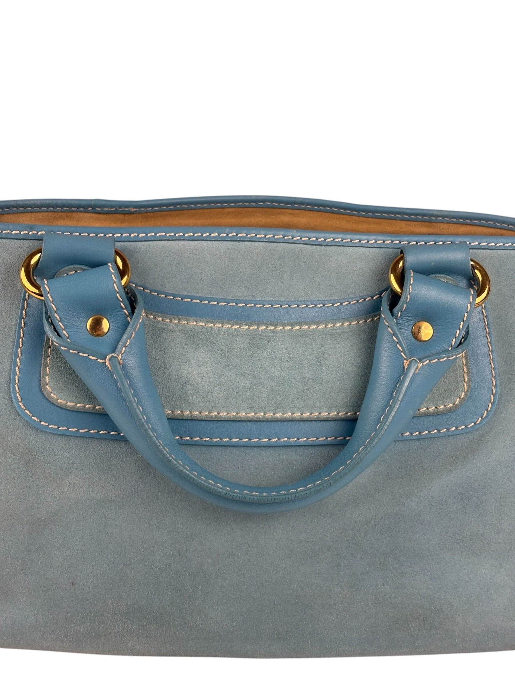 Celine Baby Blue Suede Leather Trip Boogie Handbag
