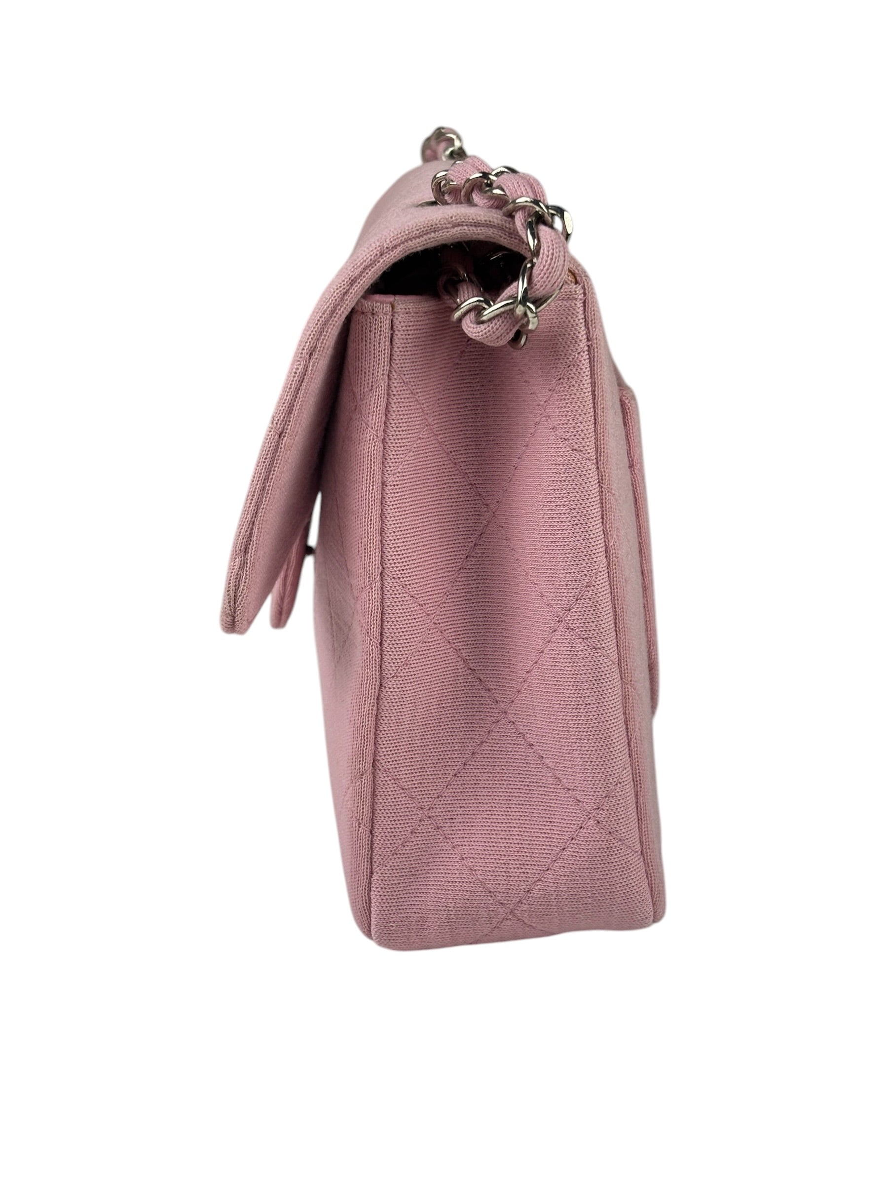 Chanel Pink Quilted Jersey Classic Flap Bag 1997