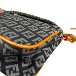 Fendi Orange Leather Trim Zucca Pochette