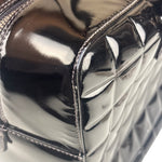 Chanel Black Leather Patent Chocolate Bar Bowler Hand Bag