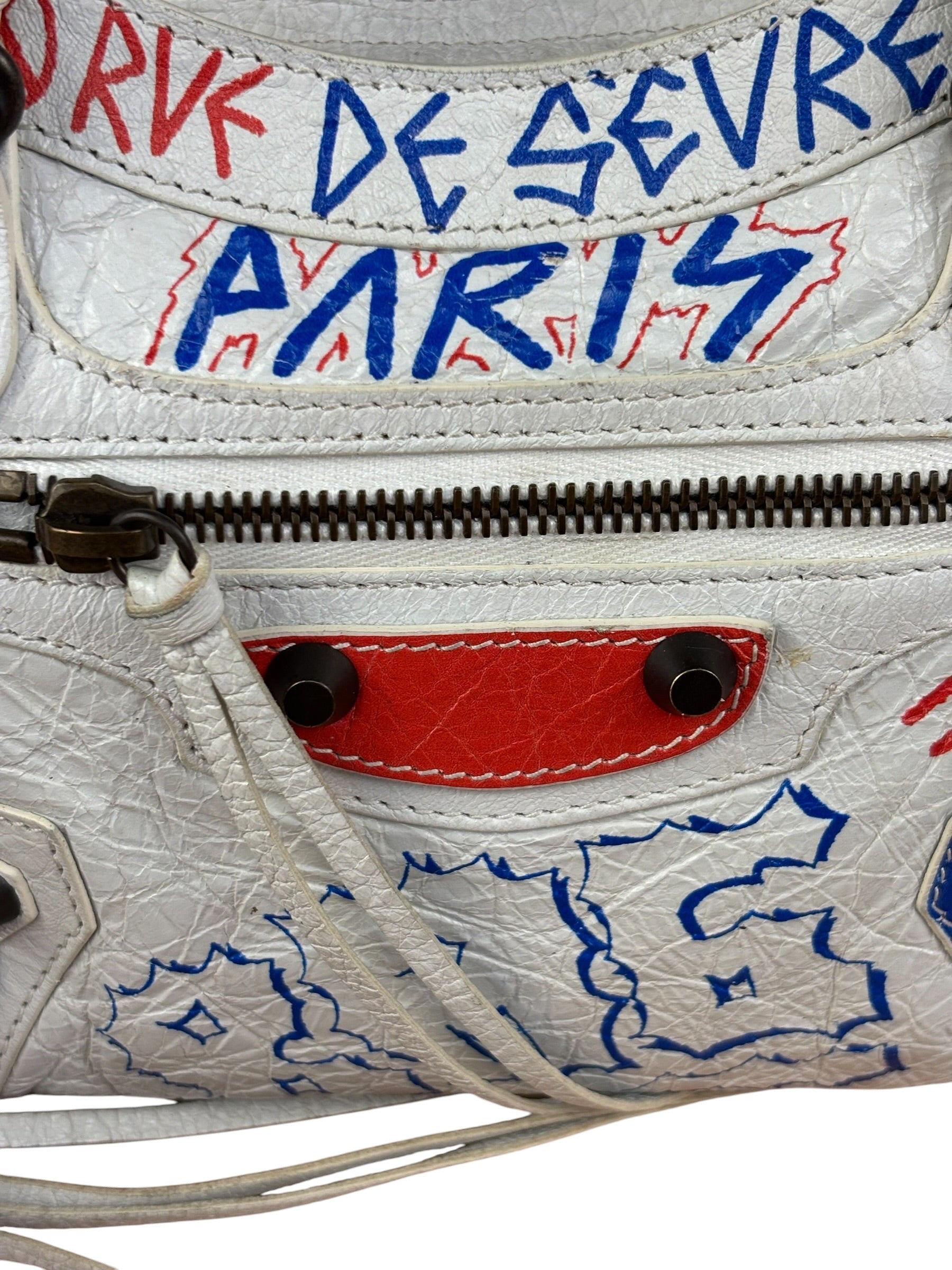 Balenciaga Mini White Graffiti Le City Bag