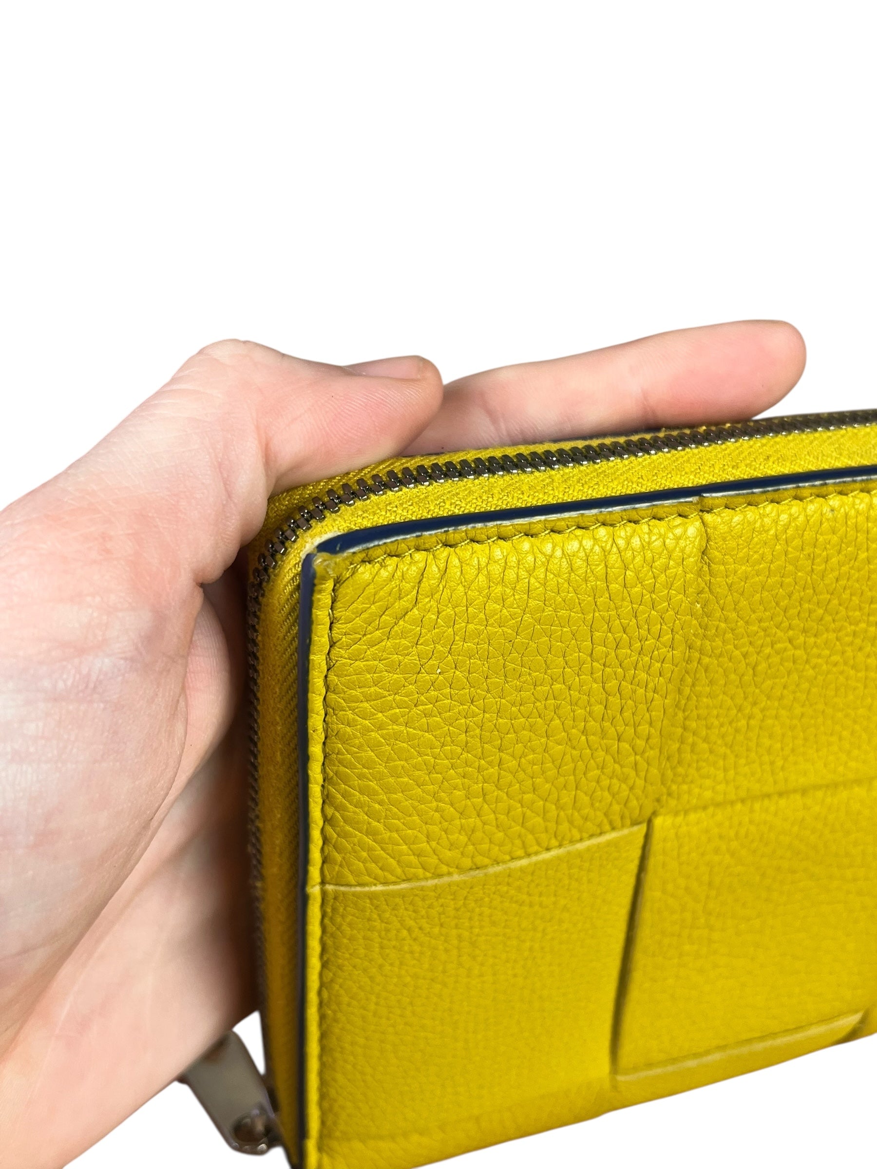 Bottega Veneta Large Intreccio Long Zip Wallet Yellow