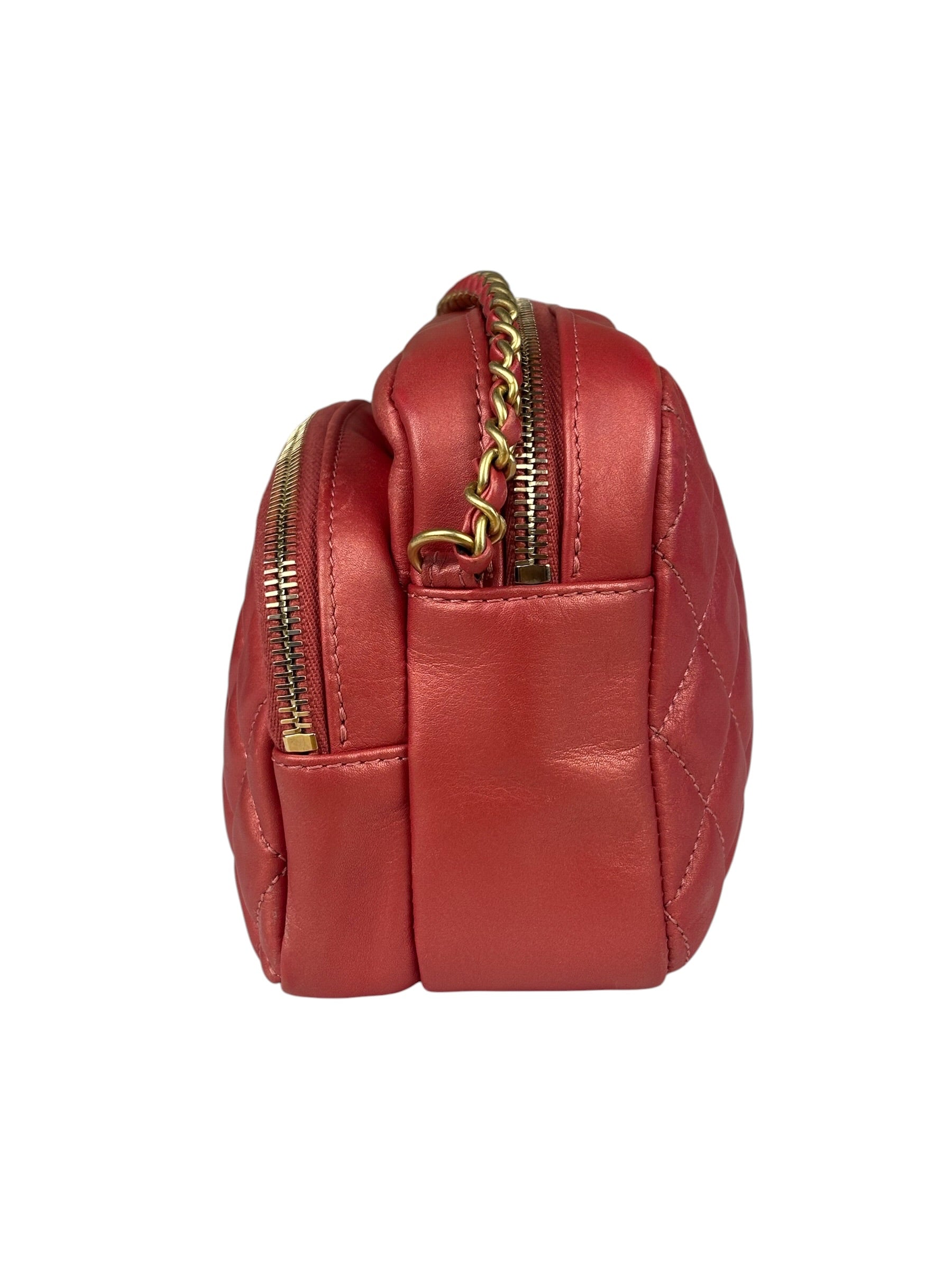 Chanel Pink Satin/Leather Trim Camera Bag 2019