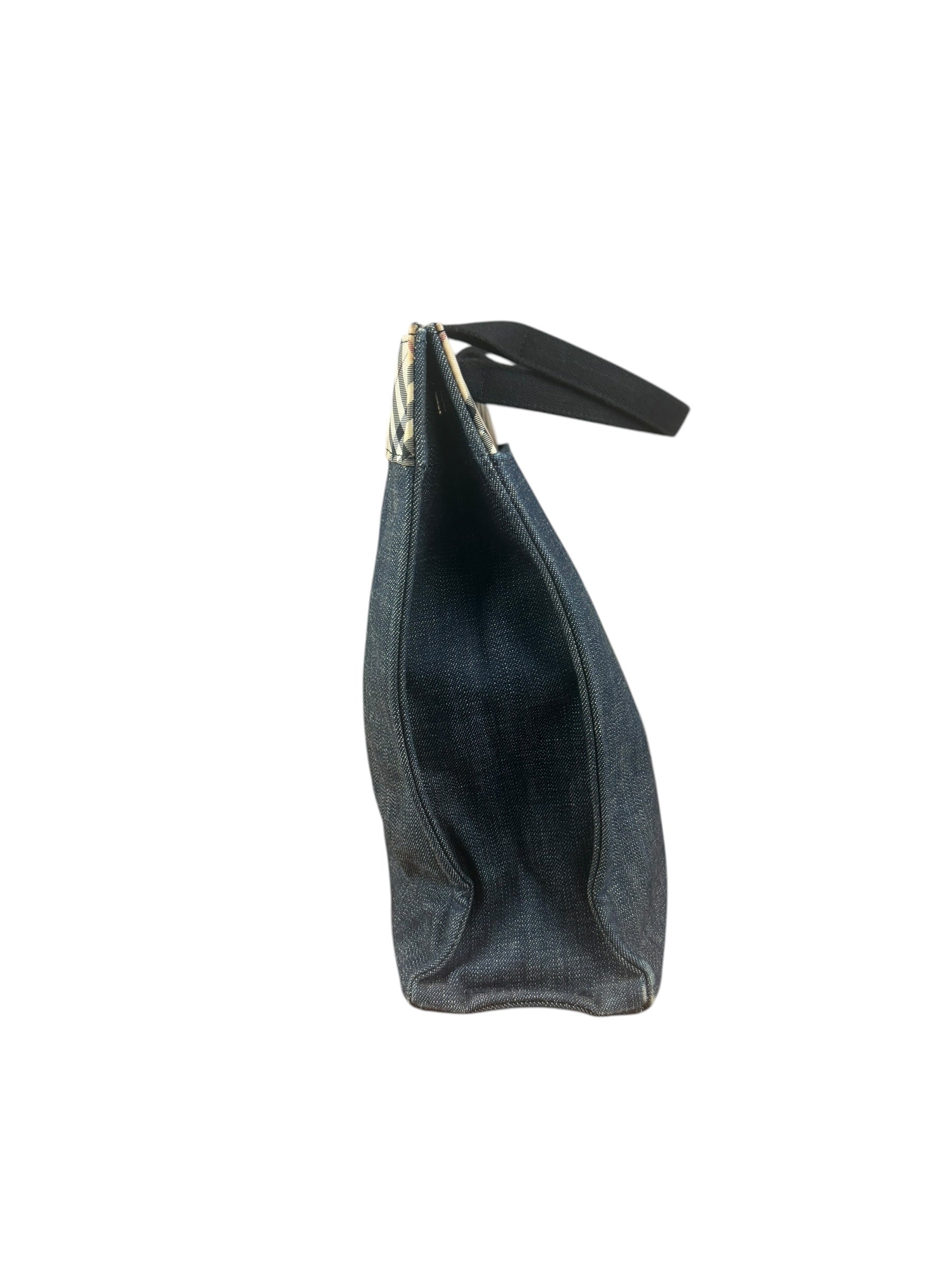 Burberry Vintage Blue Label Denim Nova Check Tote Bag