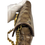 Gucci Brown Patent Leather GG Crystal Babouska Hysteria Pochette