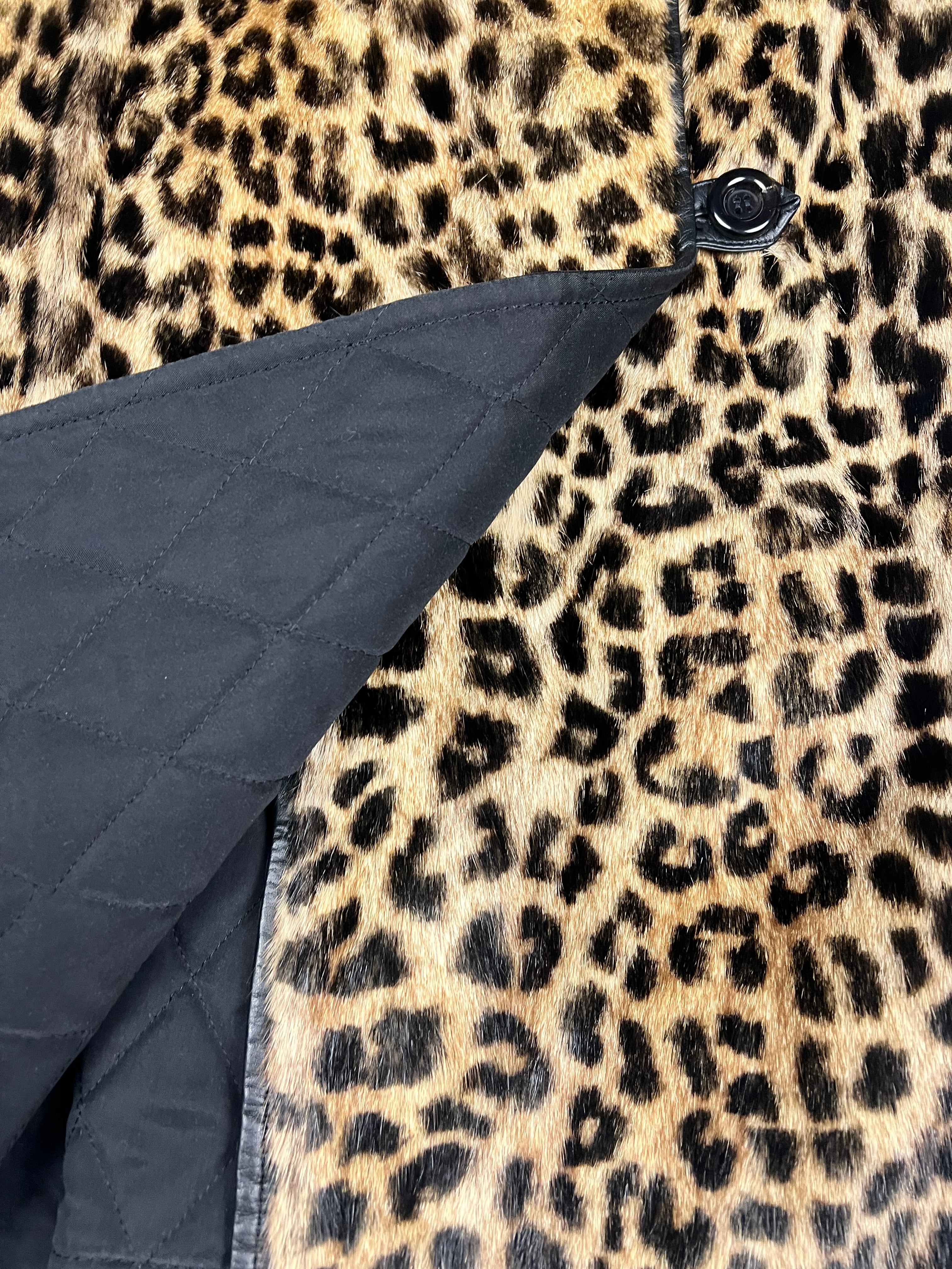 Emba Vintage Cheetah Print Fur Reversible Coat