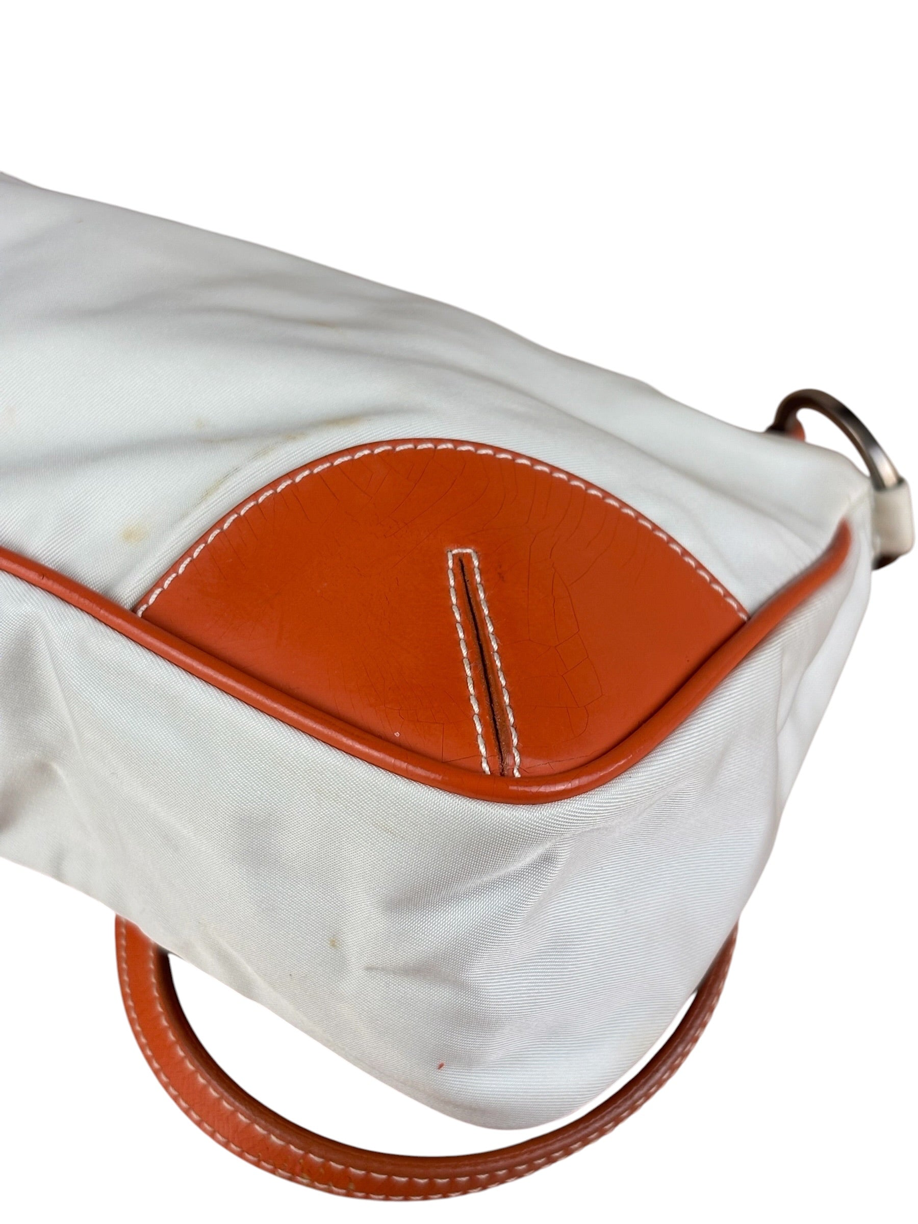 Prada Vintage Re-Edition Orange/White Tessuto Nylon Shoulder Bag