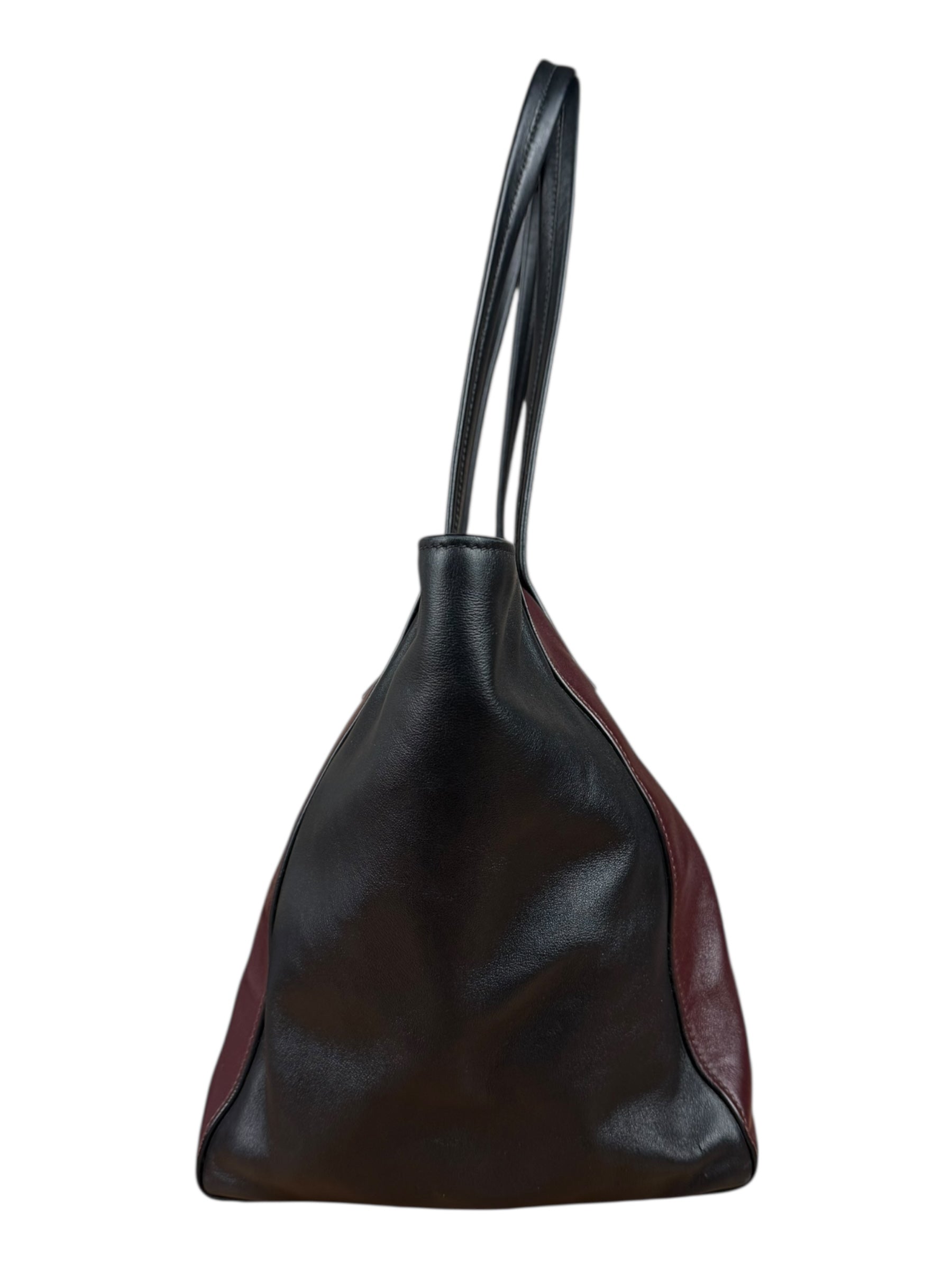 Prada Black/Burgundy Leather Shoulder Tote