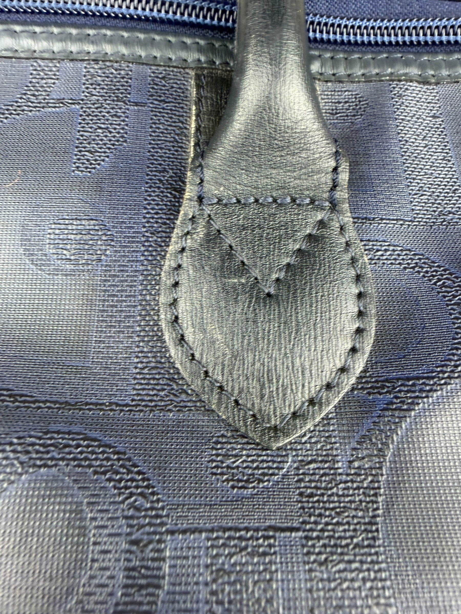 Christian Dior Vintage Navy Coated Canvas Boston Bag