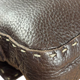 Fendi Selleria Brown Leather Stitched Baguette