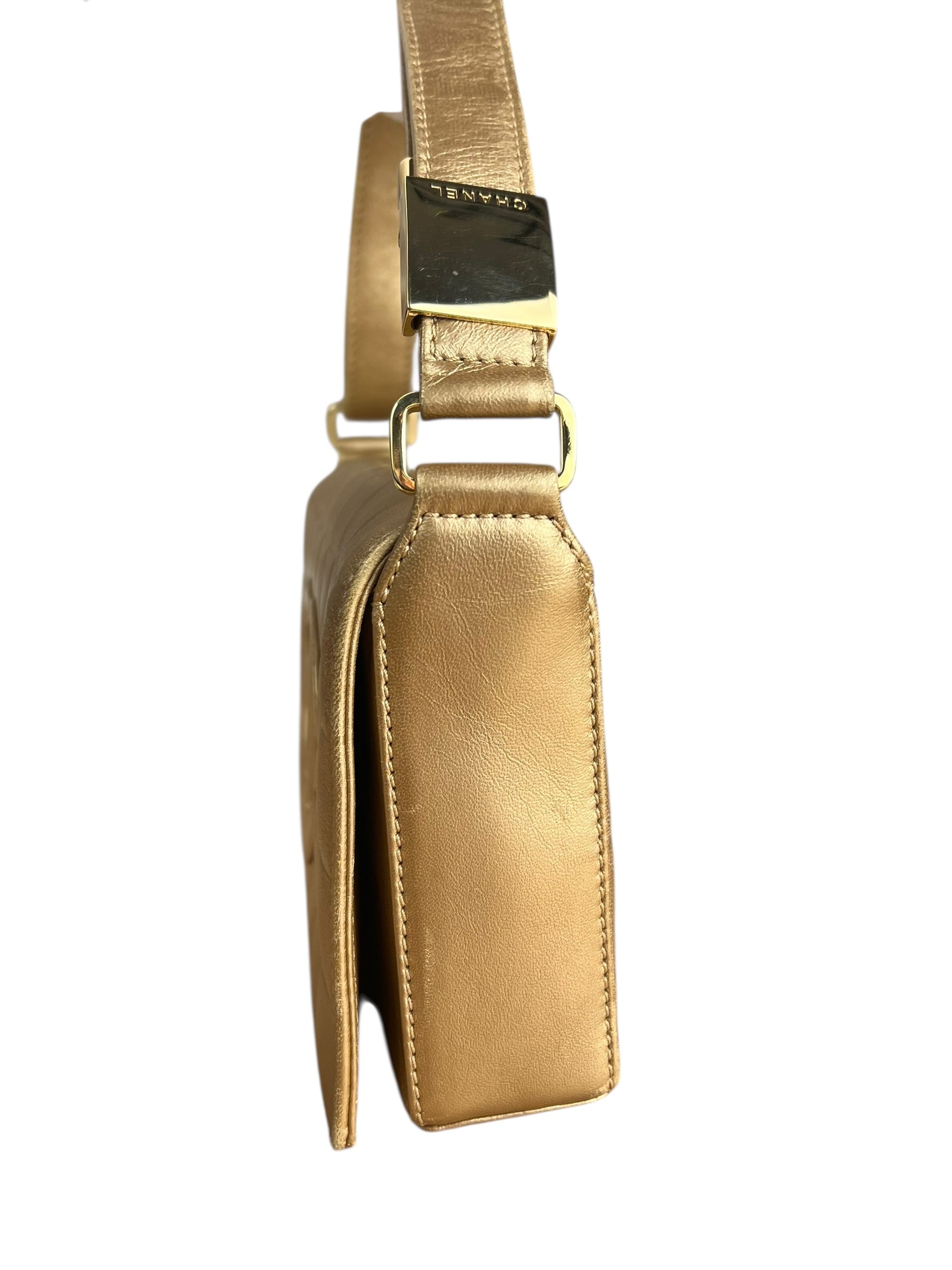 Chanel Gold Leather East West Shoulder Bag 2001