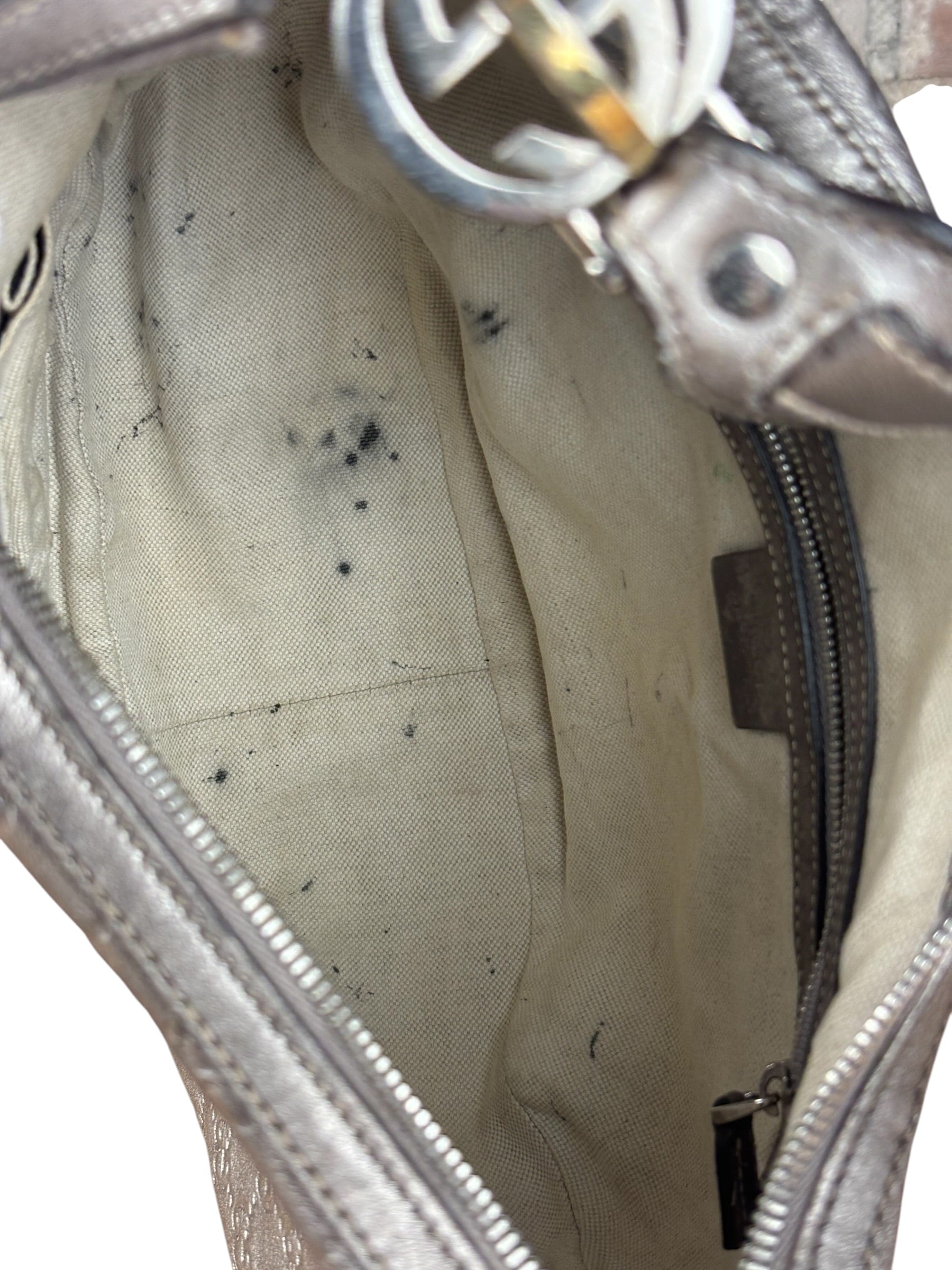 Gucci Vintage GG Metallic Leather Hobo Shoulder Bag