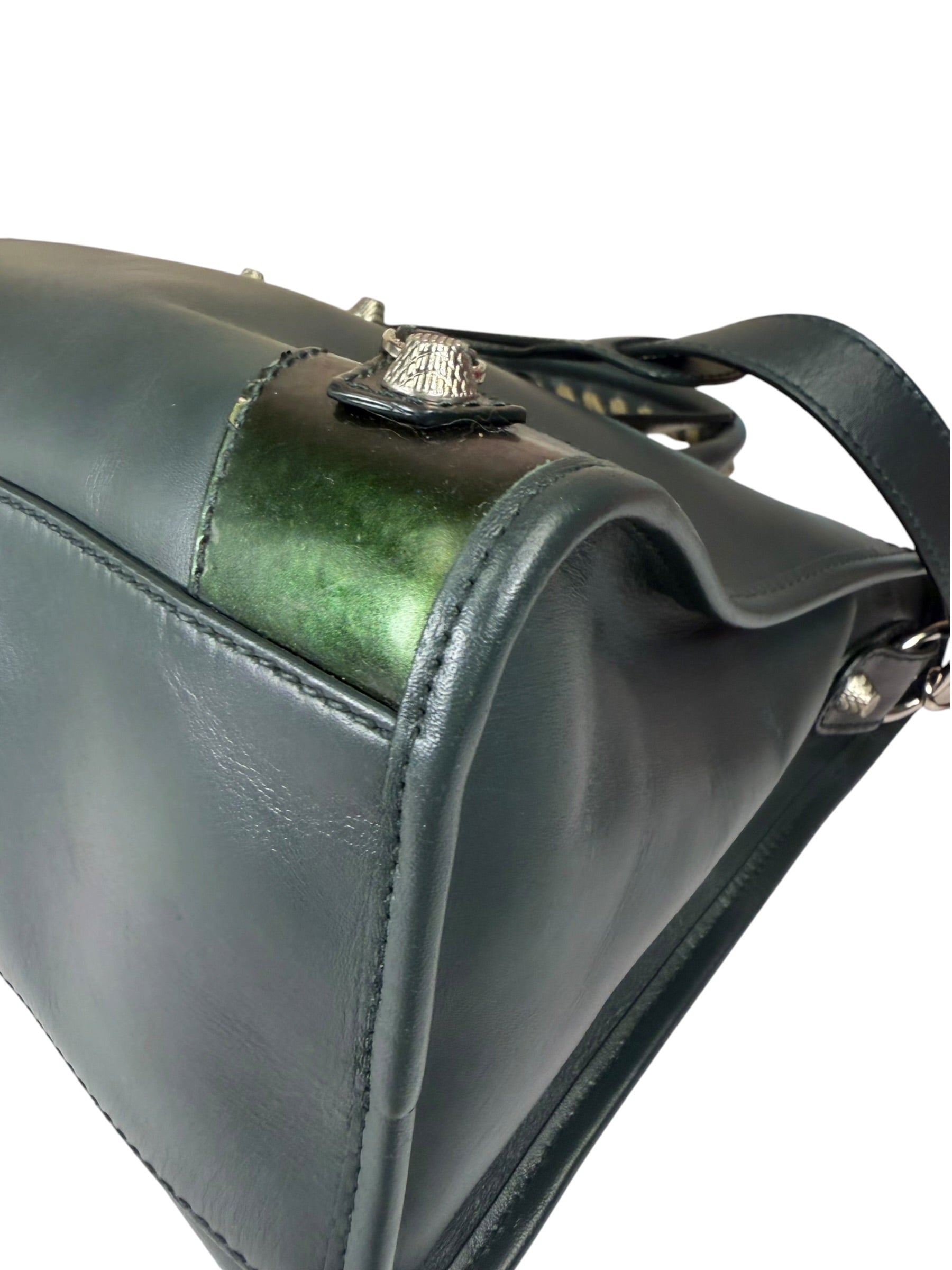 Balenciaga Green Calfskin Metallic Trim Giant 12 City Bag