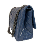 Chanel Blue Patent Quilted Jumbo Classic 2.55 Double Flap Bag 2011