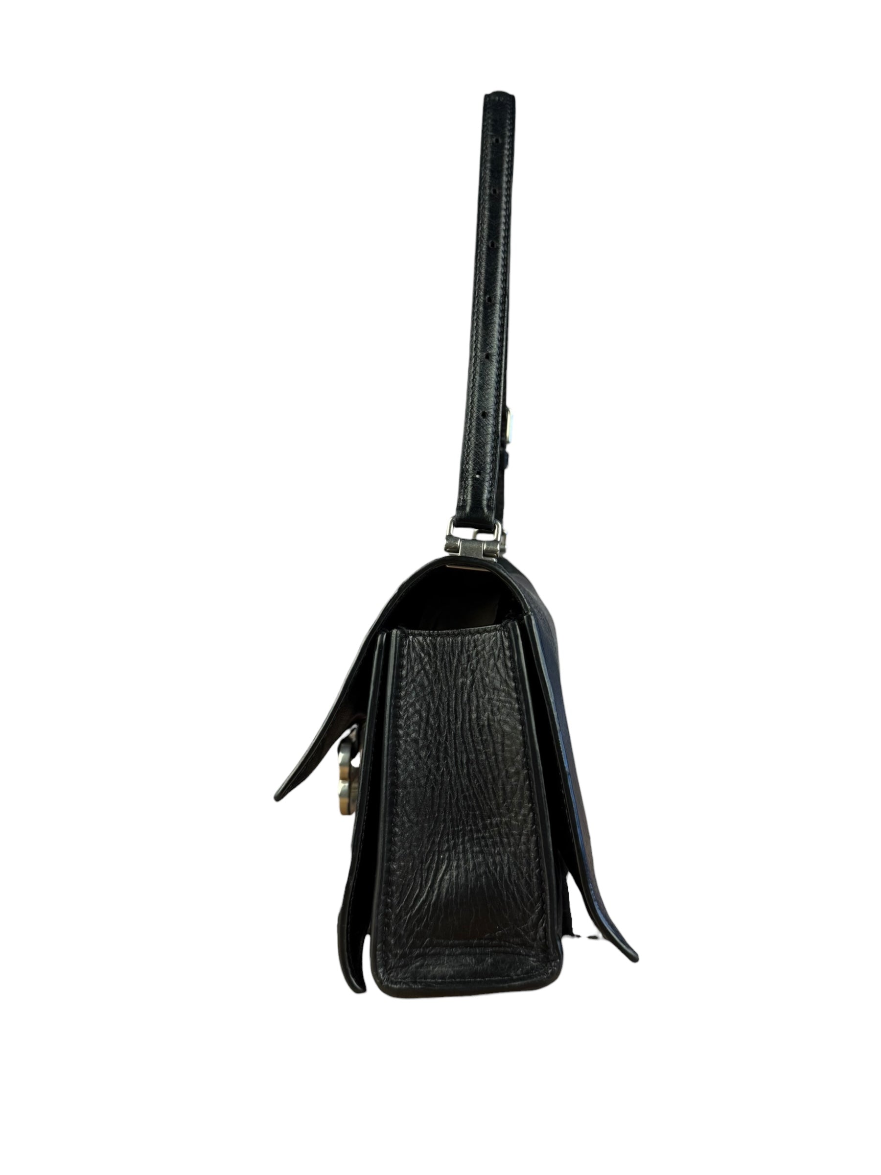 Balenciaga Crush Sling Shoulder Bag Black Leather