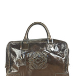 Loewe Vintage Brown Patent Leather Amazona Handbag