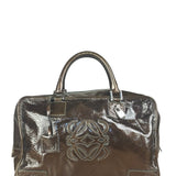 Loewe Vintage Brown Patent Leather Amazona Handbag