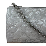 Chanel Vintage Grey Patent Leather Lucky Symbols Icon Pochette 1989