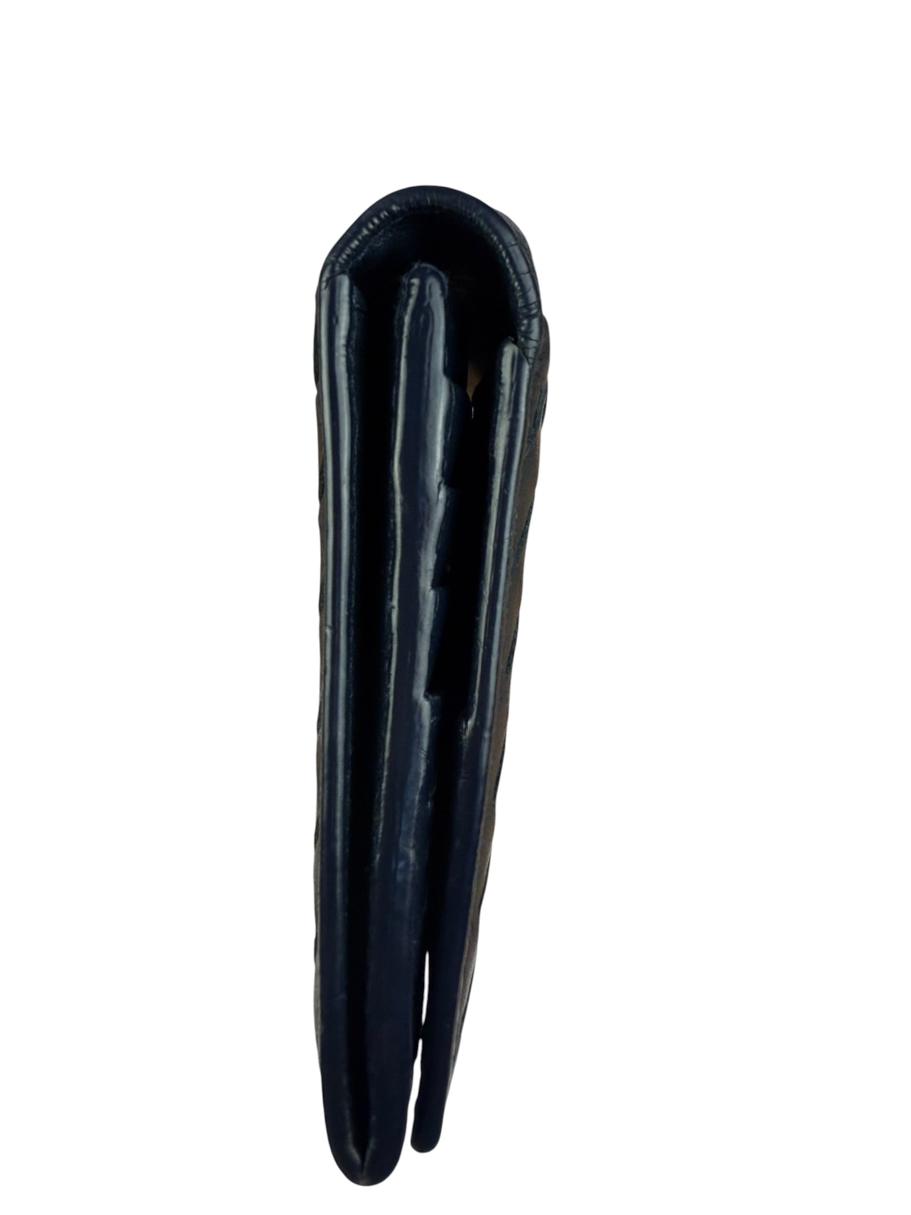 Bottega Veneta Navy Blue Intrecciato Long Wallet
