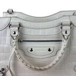 Balenciaga White Crocodile-Embossed Leather Two-Way Bag
