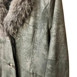 Vintage Black Suede/Leather Fur-Line Long Coat