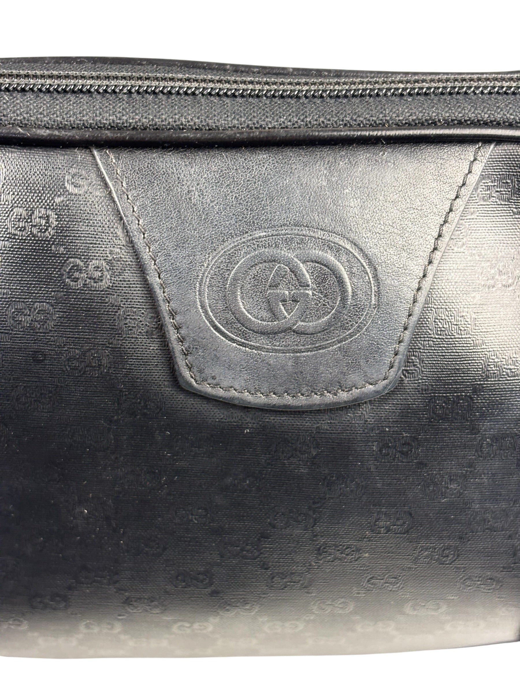 Gucci Vintage Micro GG Black Leather Shoulder Bag
