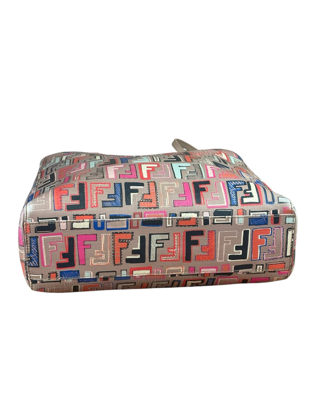 Fendi Colorblock Leather Zucca Roll Tote