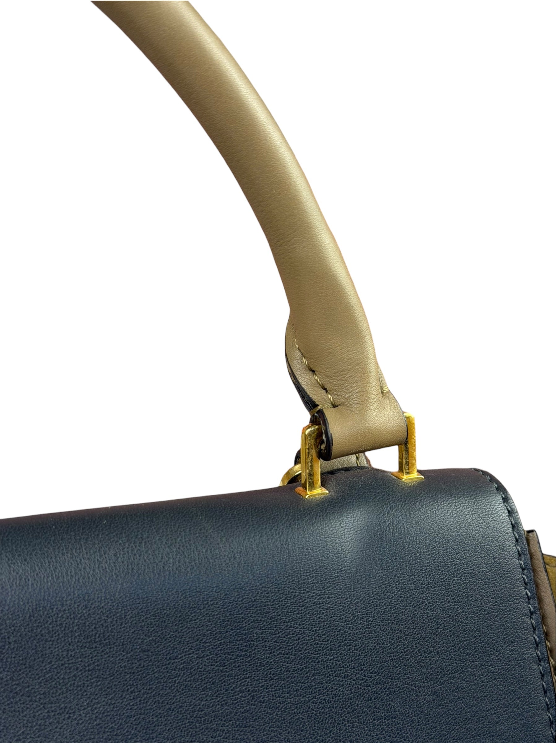Celine Tri-Color Beige Leather/Suede Trapeze Medium Two-Way Bag