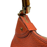 Gucci Orange Pebbled Leather Bamboo Top Handle Hobo Bag