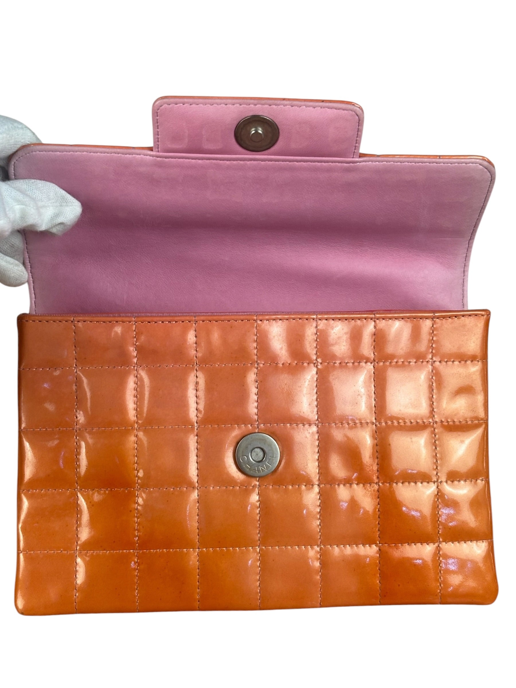Chanel Orange/Pink Chocolate Bar Keyboard Digital Flap Shoulder Bag 2001
