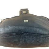 Fendi Vintage Black Leather Double Flap Baguette