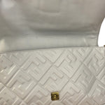 Fendi Large Zucca Embossed Leather Baguette White