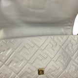 Fendi Large Zucca Embossed Leather Baguette White