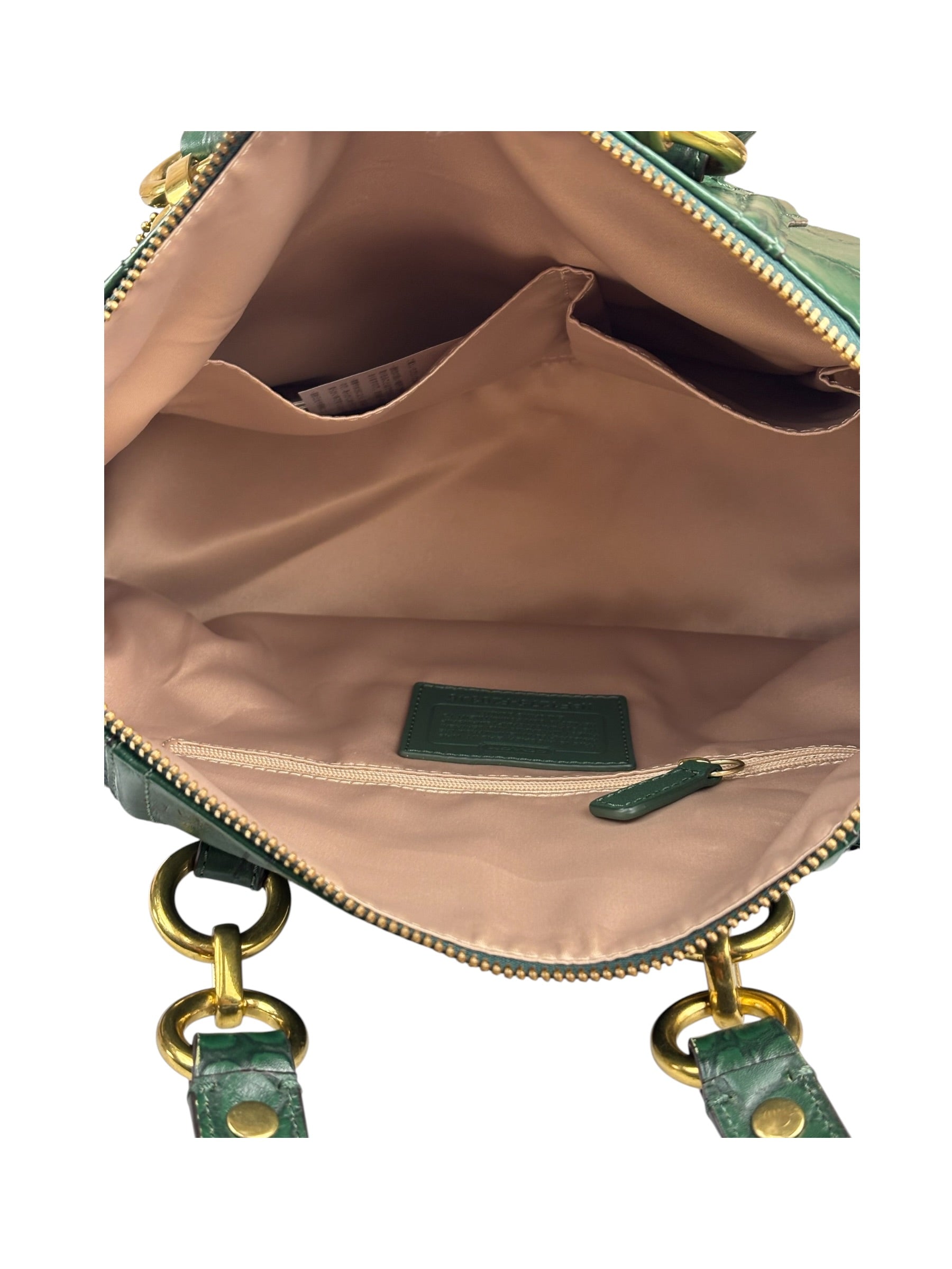 Coach Green Croc-Embossed Ashley Satchel Shoulder Bag
