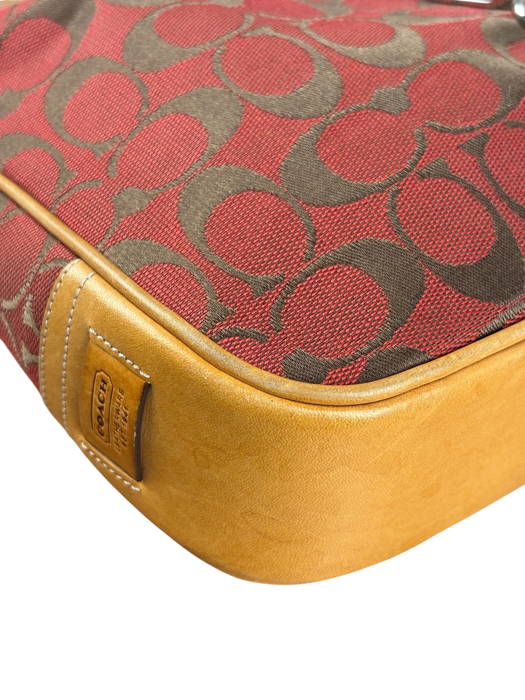 Coach Multicolor Leather Trim Signature Canvas Shoulder Bag