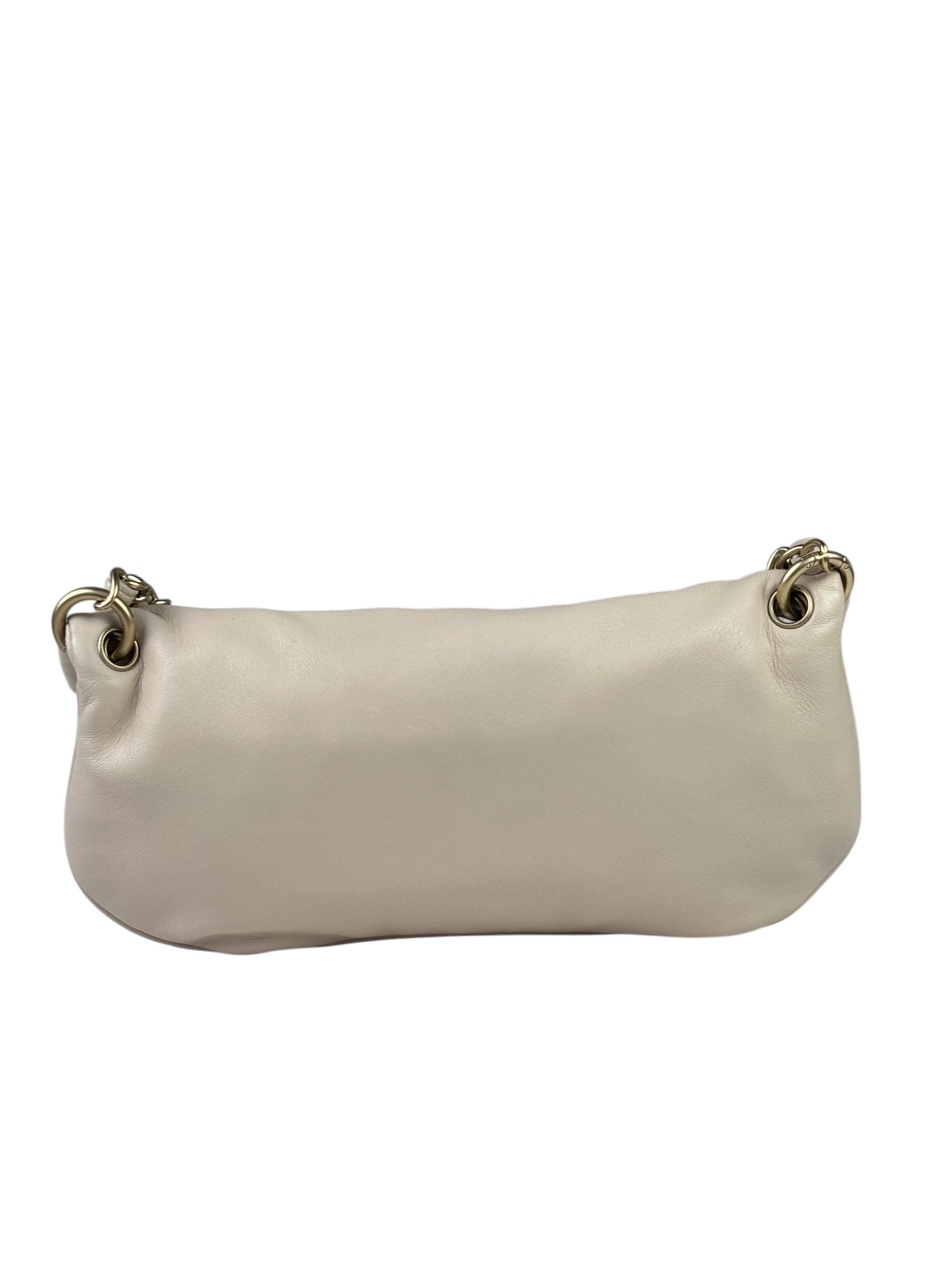 Chanel Cream Leather Cue Ball Foldover Shoulder Bag 2003