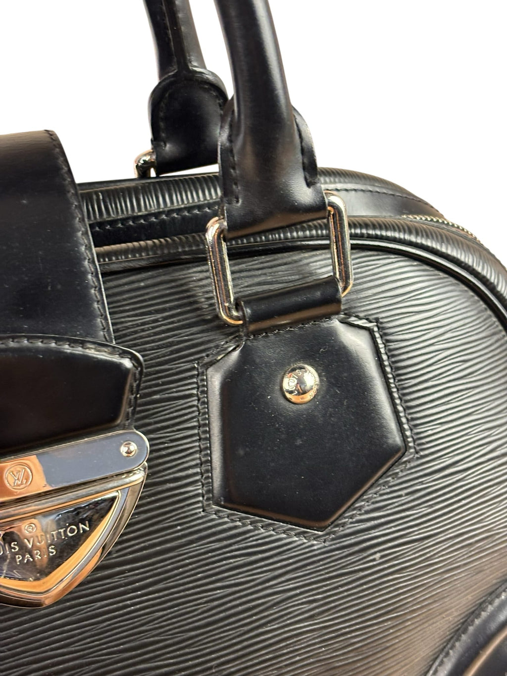 Louis Vuitton Black Epi Leather Montaigne Bowling Handbag GM