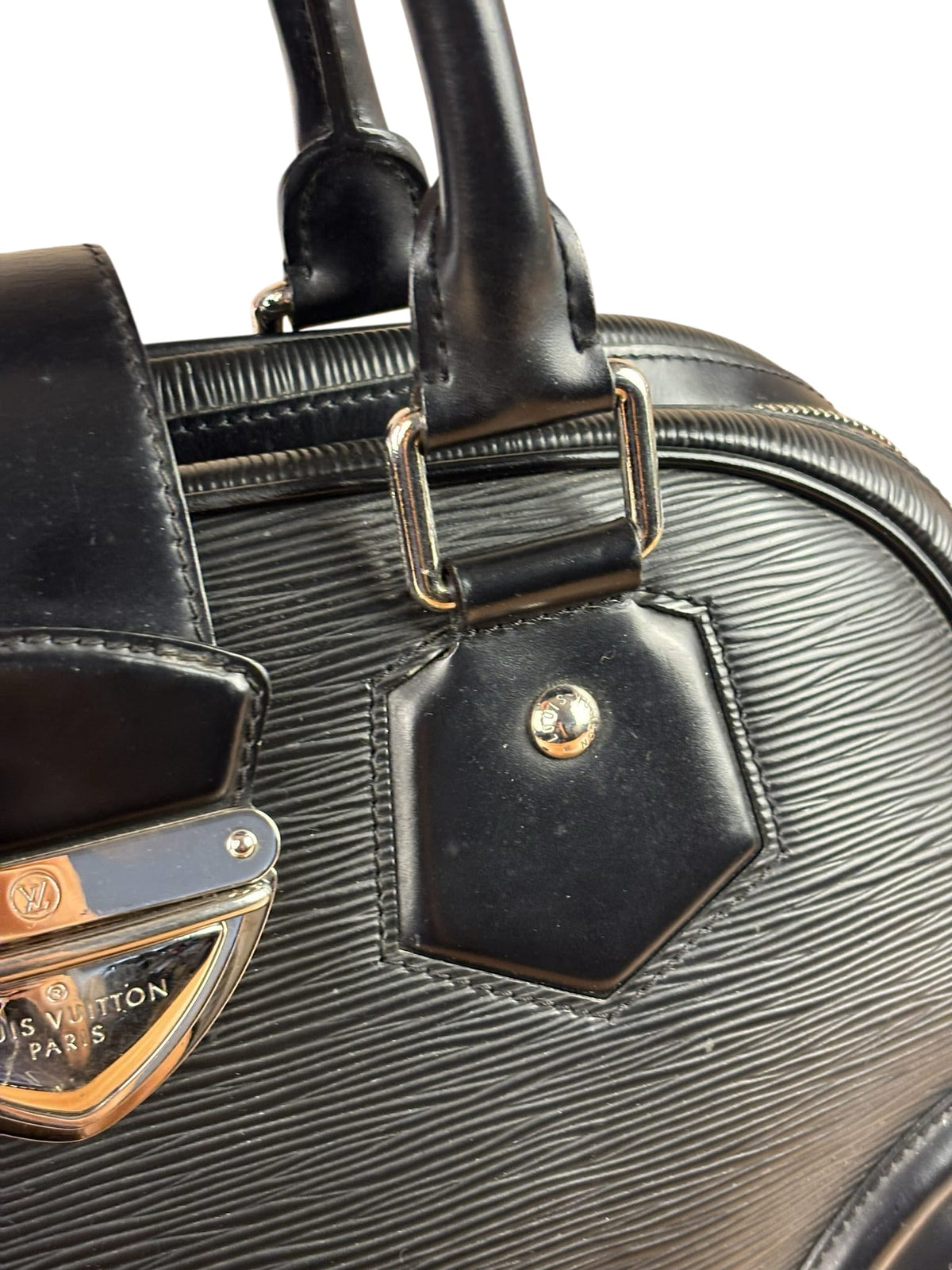 Louis Vuitton Black Epi Leather Montaigne Bowling Handbag GM