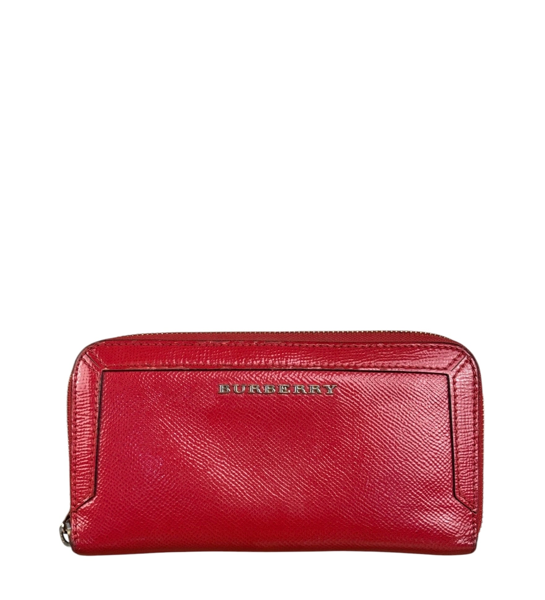 Burberry Vintage Red Leather Zip Long Wallet