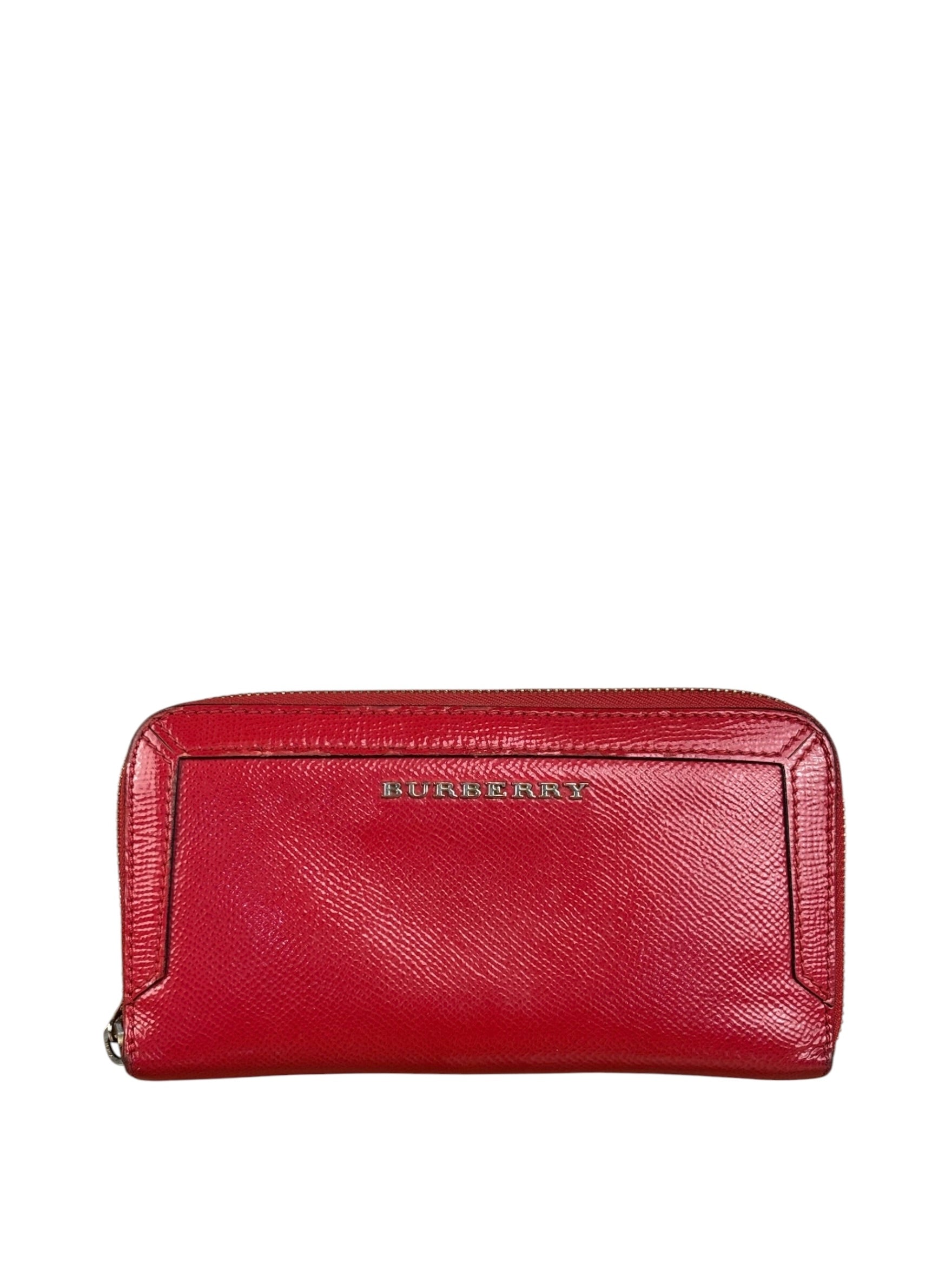 Burberry Vintage Red Leather Zip Long Wallet