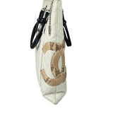 Chanel White Calfskin Quilted Python-Embossed Ligne Cambon Flat Tote Bag 2004