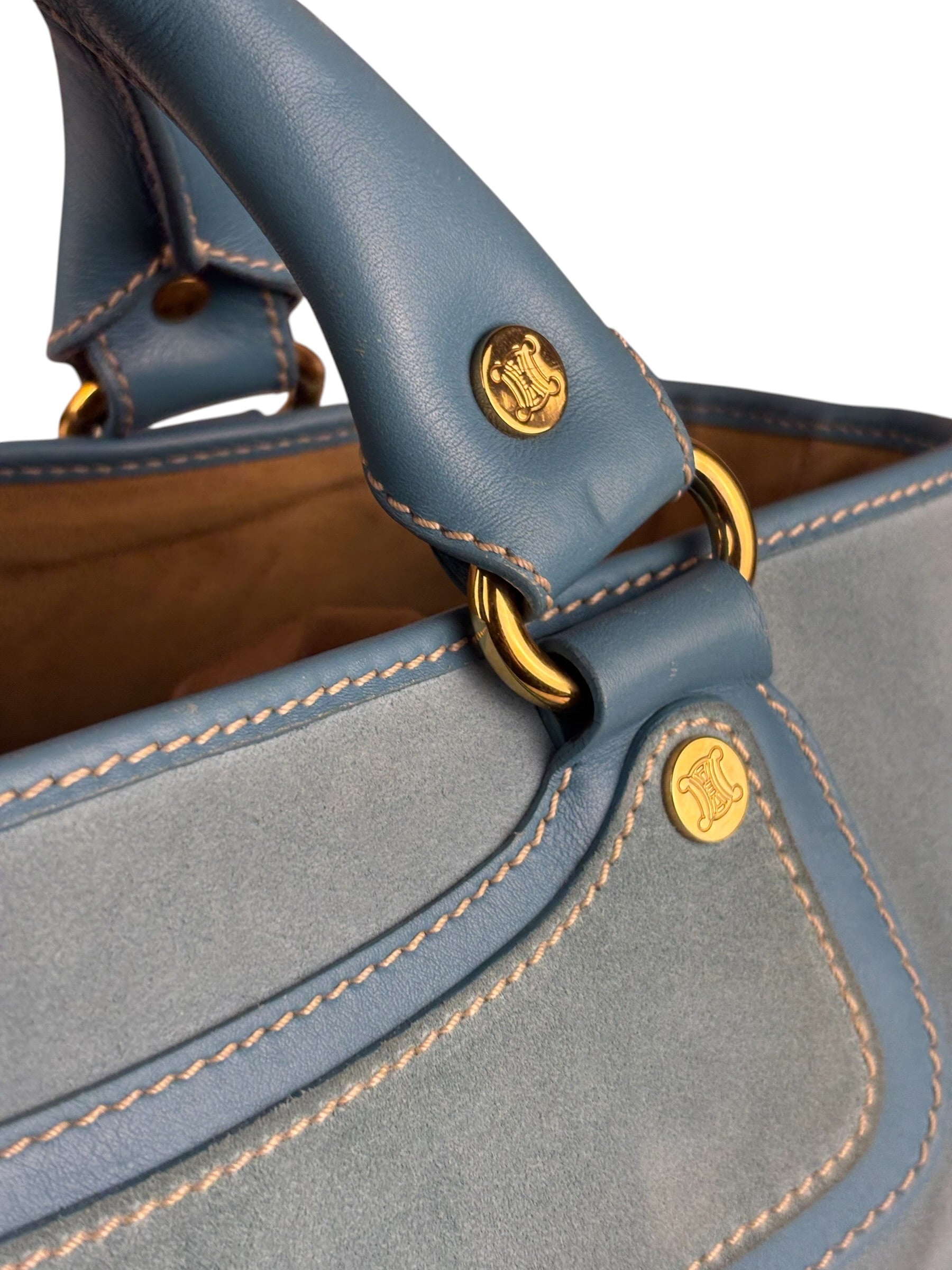Celine Baby Blue Suede Leather Trip Boogie Handbag