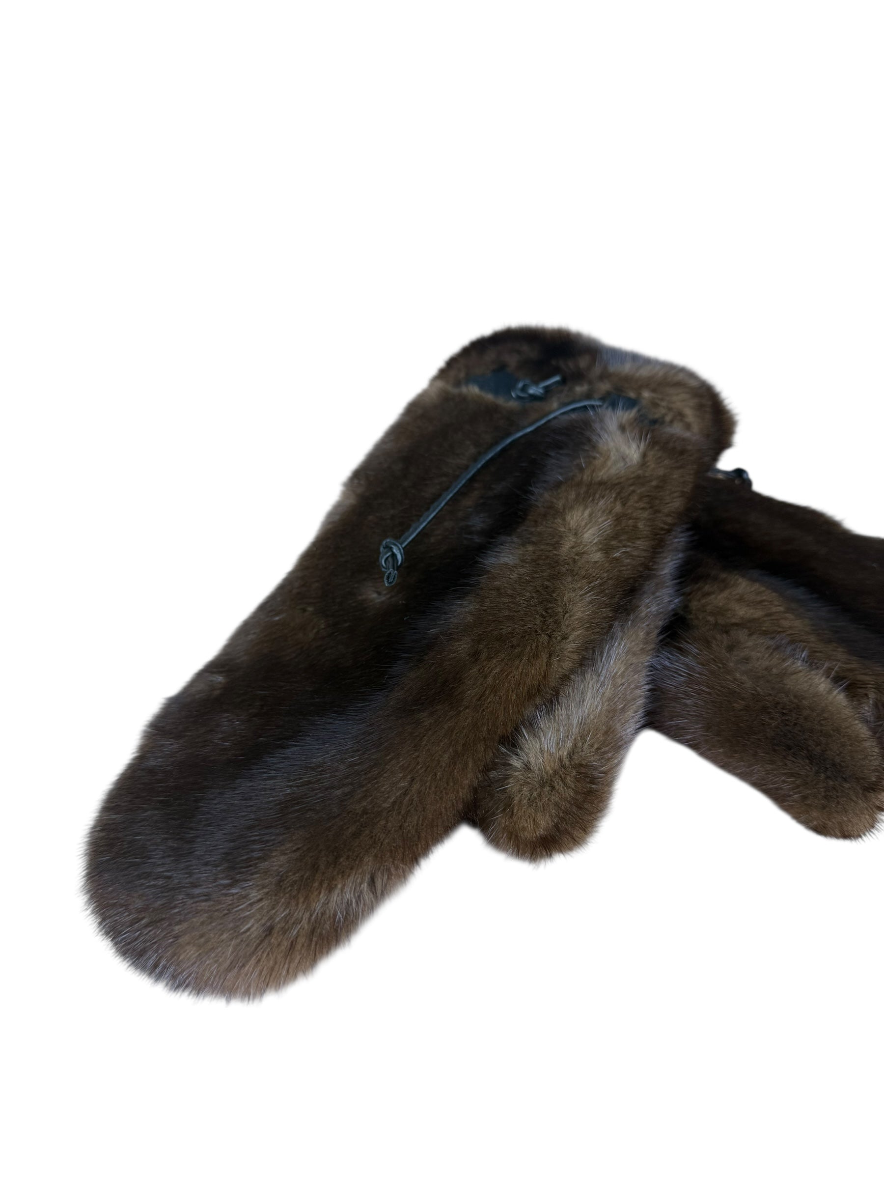 Vintage Brown Fur Mittens