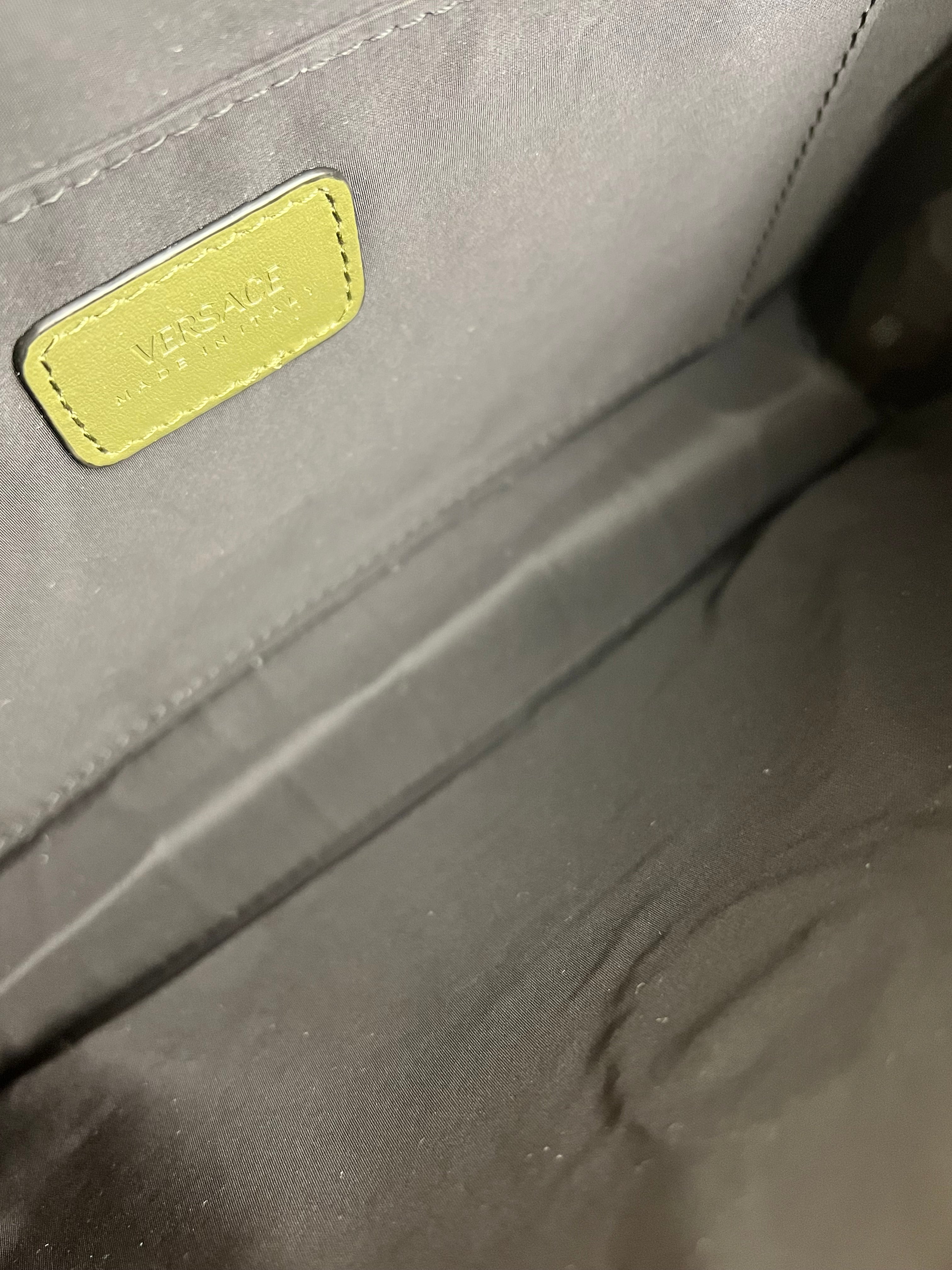 Versace Green Croc-Embossed Medusa Leather Clutch