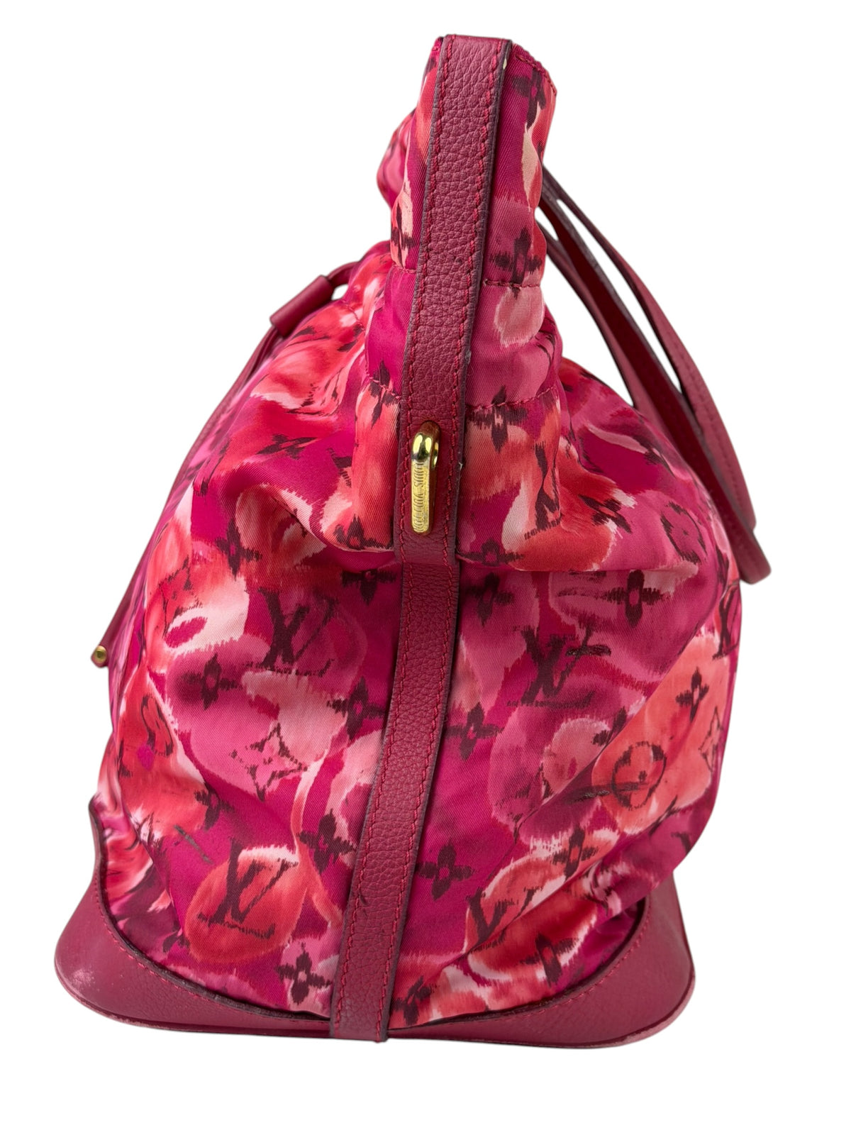 Louis Vuitton Pink Leather Trim Floral Ikat Noefull PM