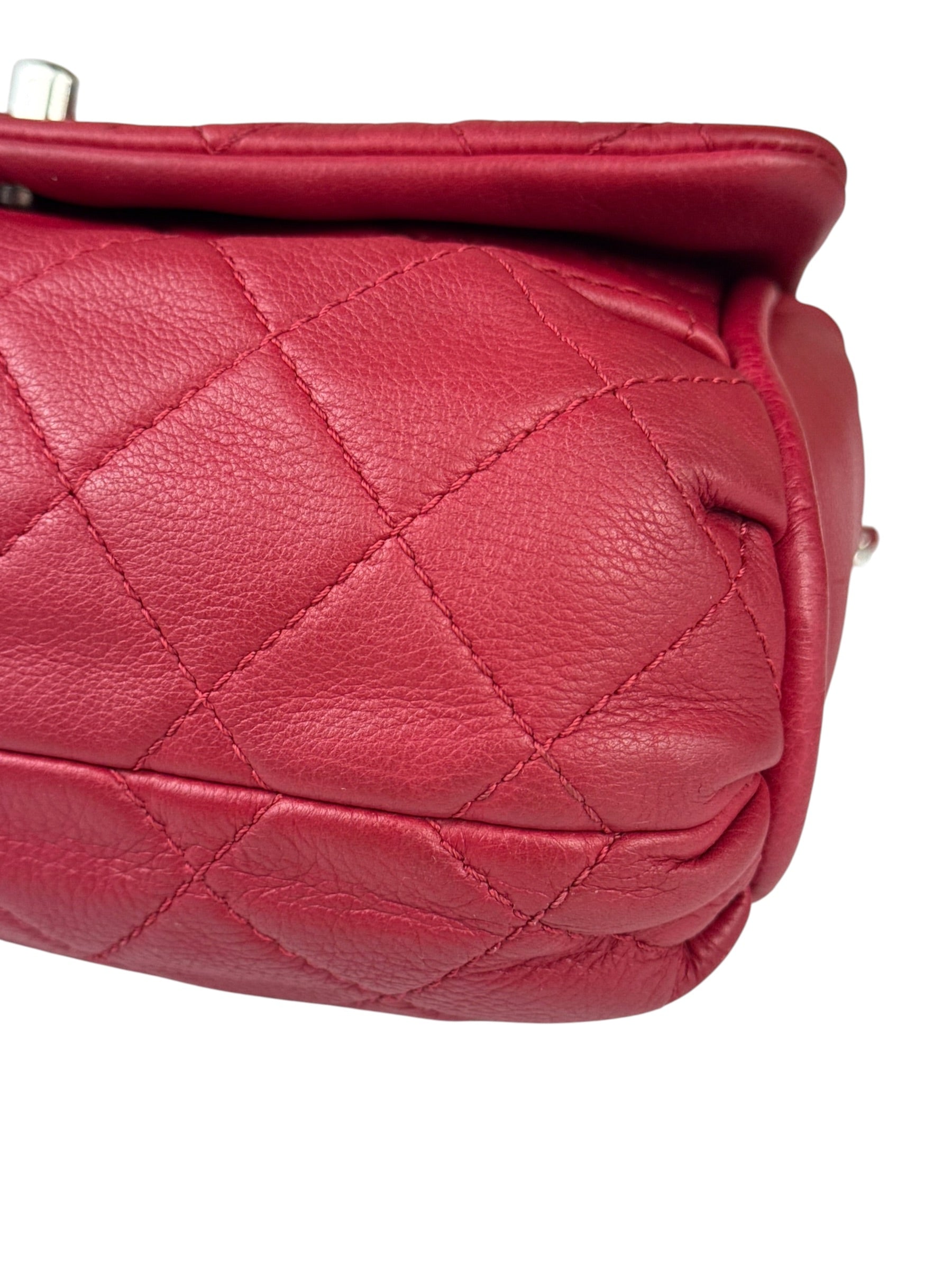 Chanel Red Quilted Leather CC Curvy Flap Bag 2015