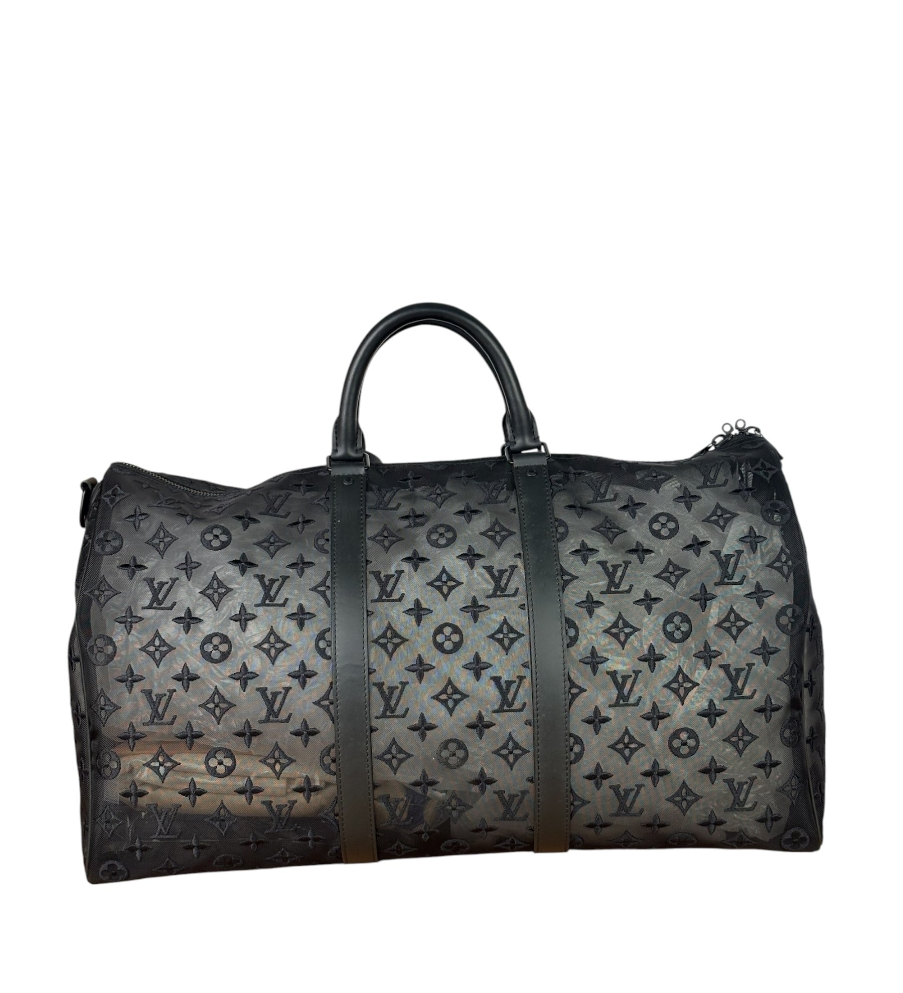 Louis Vuitton x Virgil Abloh Black Leather Trim Monogram Keepall 50