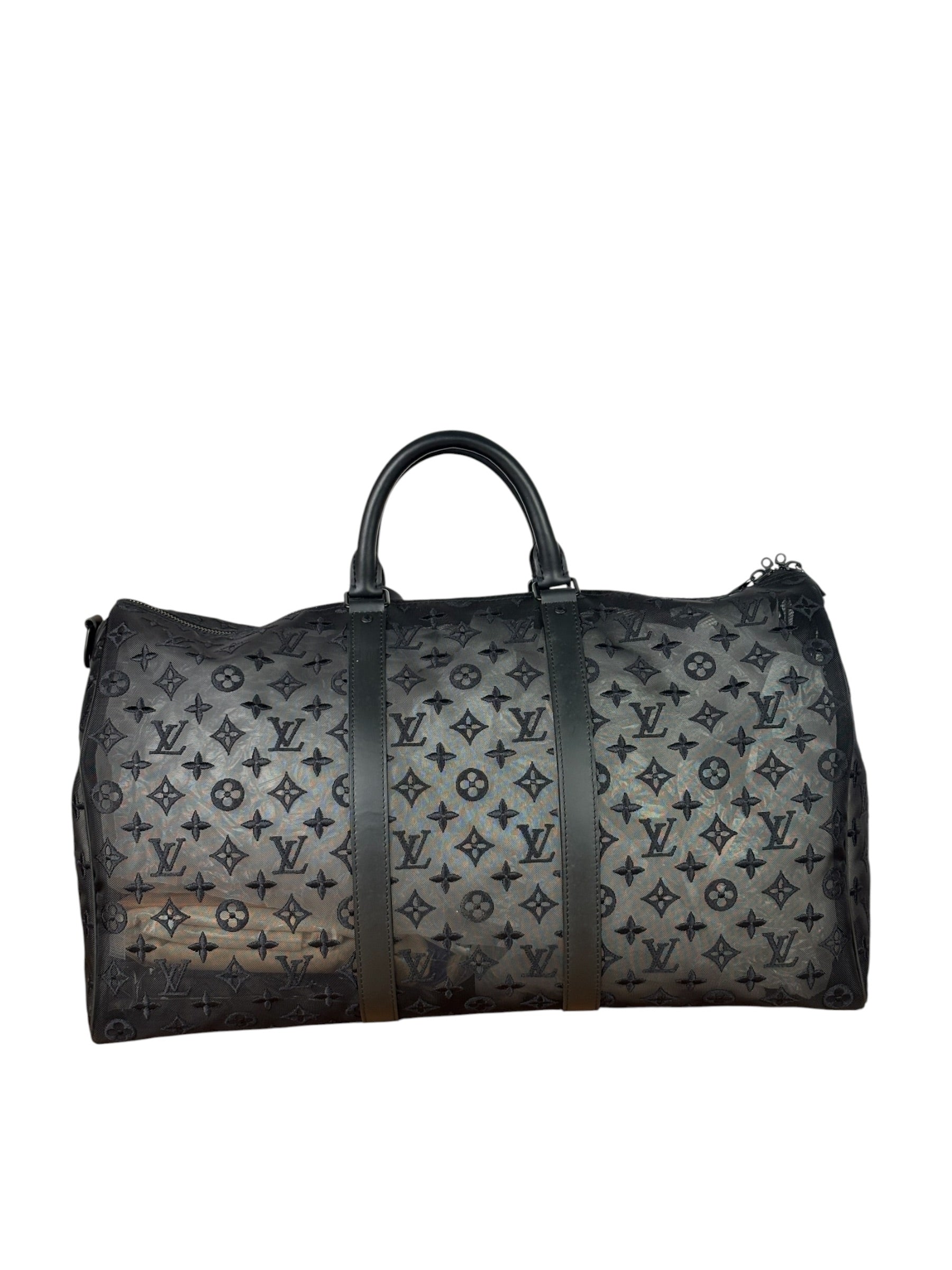 Louis Vuitton x Virgil Abloh Black Leather Trim Monogram Keepall 50