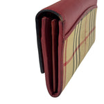 Burberry Red Leather House Check Continental Long Wallet
